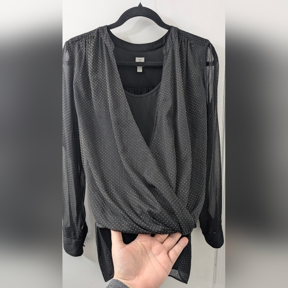 Tristan Sheer Black Blouse with Polka Dots - Picture 2 of 5